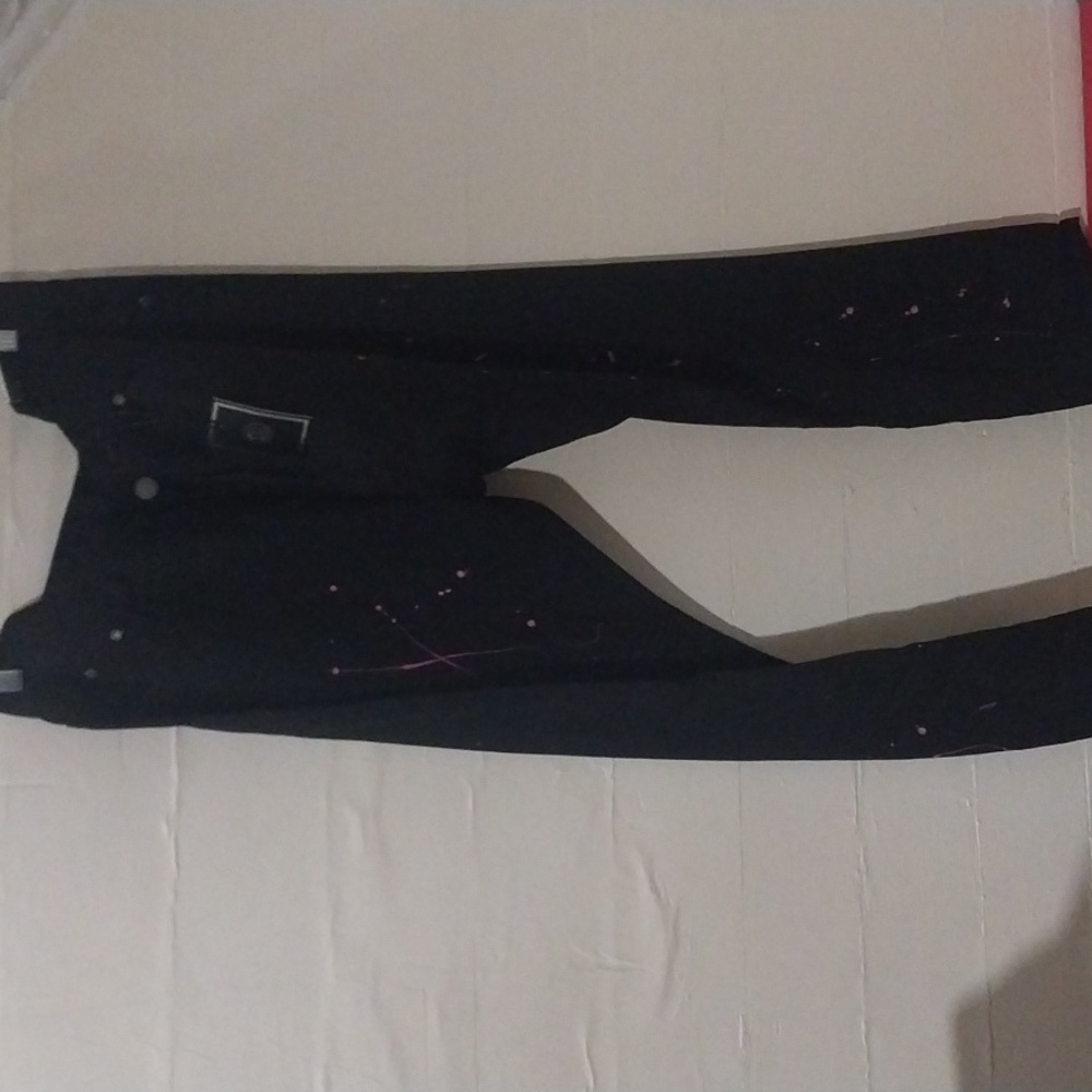 Men's Black Jeans with Pink Accents